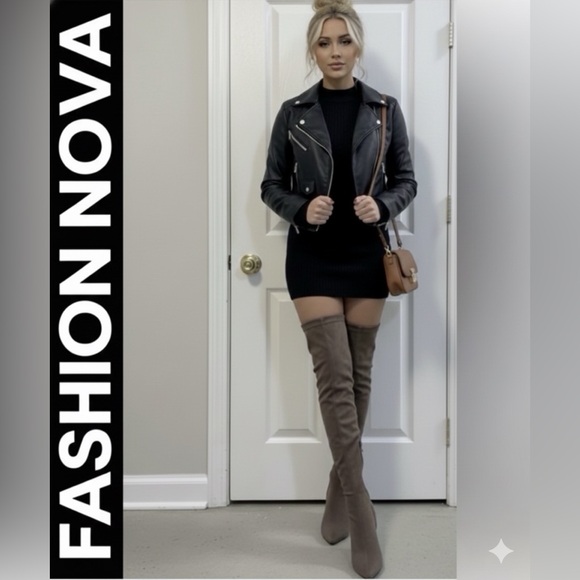 Fashion Nova Shoes - Thigh High Fashion Nova Women’s 4.5” Brown Faux Suede Boots SZ 6 NWOT